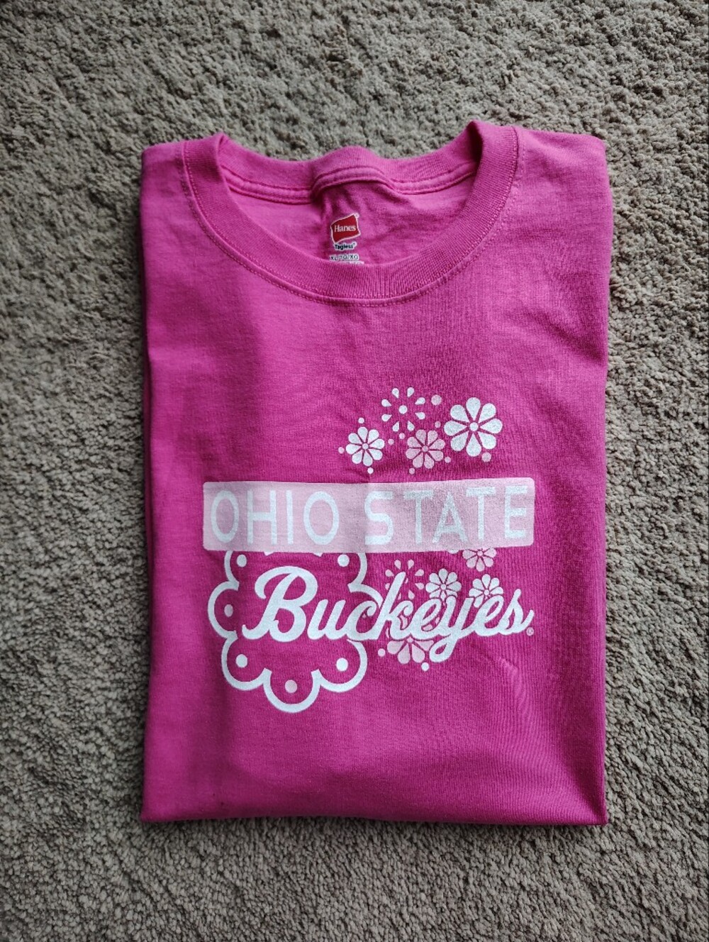 Hanes Pink Ohio State Buckeyes Floral Graphic Tee. Size XL